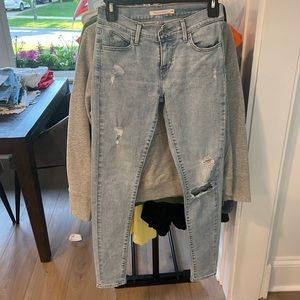 Levi’s 710 super skinny light wash jeans